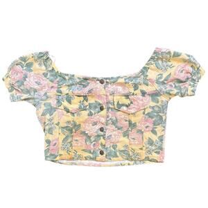 Wet Seal Floral Puff Sleeve Crop Top – Cottagecore L